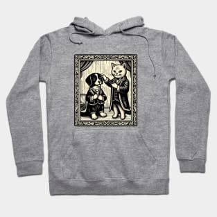 Cat & Dog Comedy Duo in Human Threads Hoodie